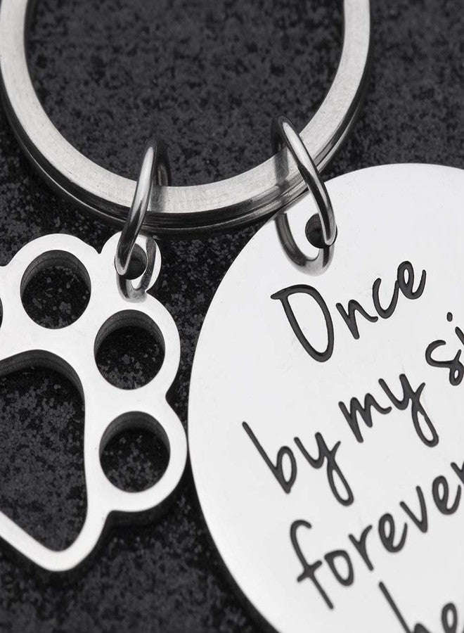 VANLOVEMAC Loss of Pet Memorial Keychain Dog Cat Remembrance Jewelry Pet Sympathy Gift Dog Remembrance for Women Men Once by My Side Forever in My Heart Key Ring - Image 2
